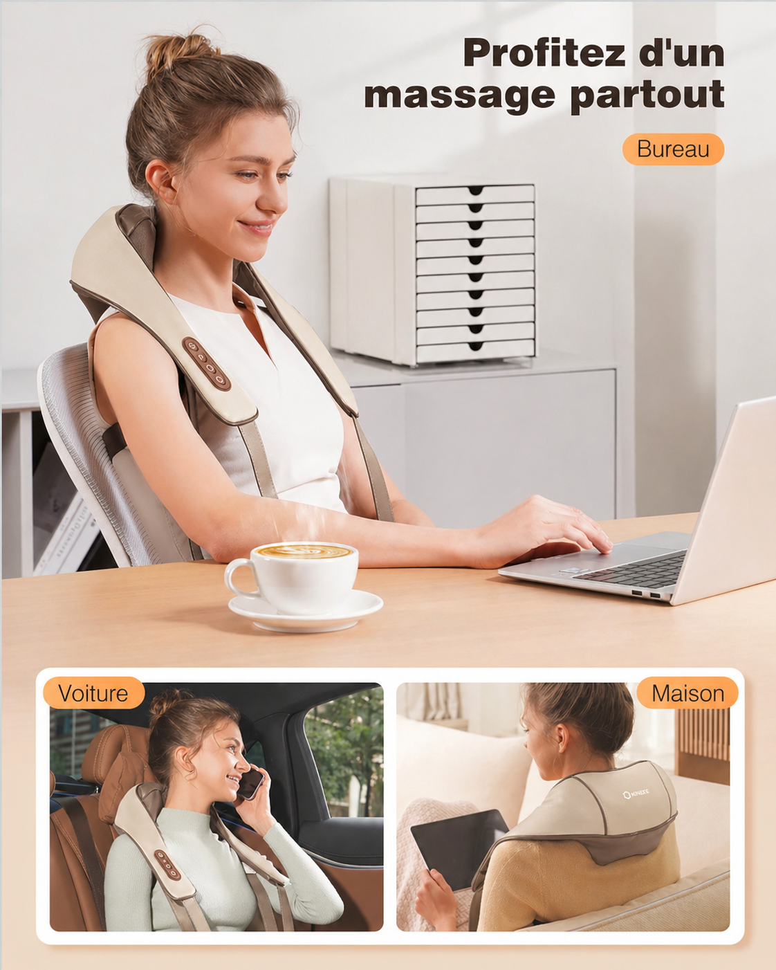 Masseur Cervical Shiatsu Infrarouge - Soulage en 10 minutes