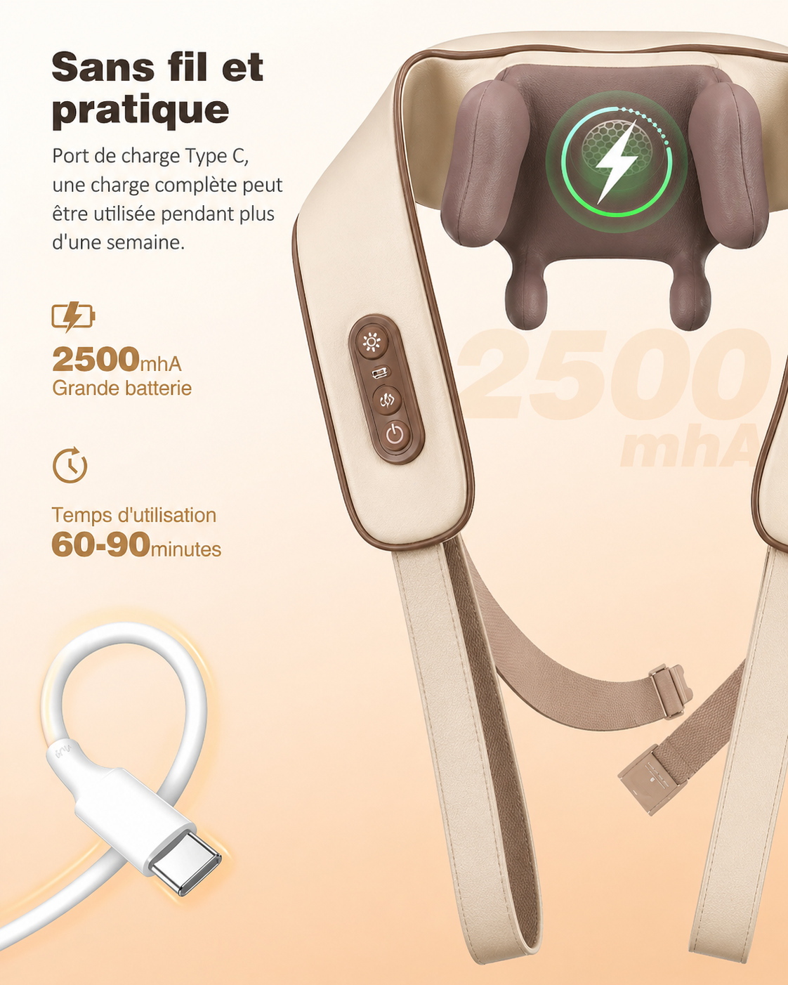 Masseur Cervical Shiatsu Infrarouge - Soulage en 10 minutes