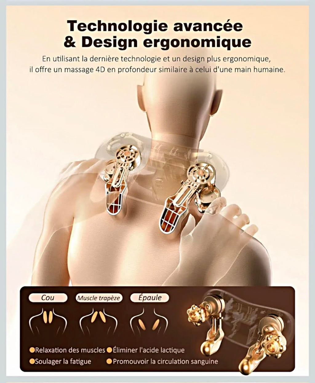 Masseur Cervical Shiatsu Infrarouge - Soulage en 10 minutes