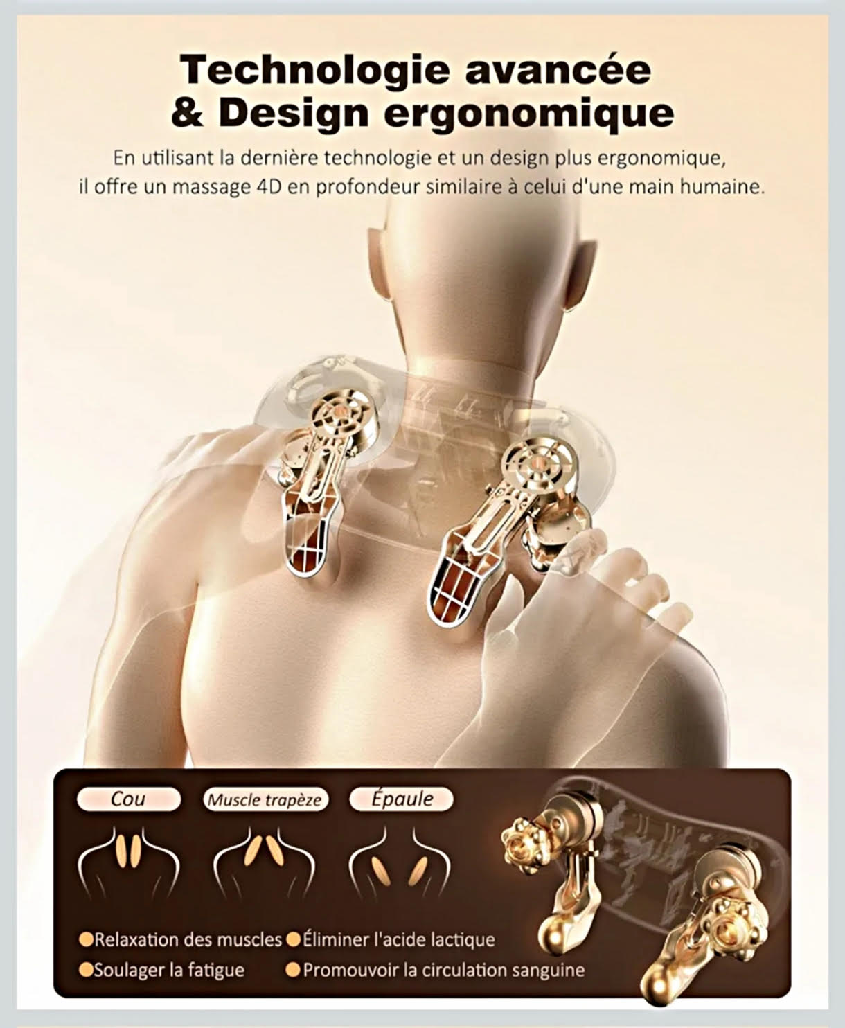 Masseur Cervical Shiatsu Infrarouge - Soulage en 10 minutes